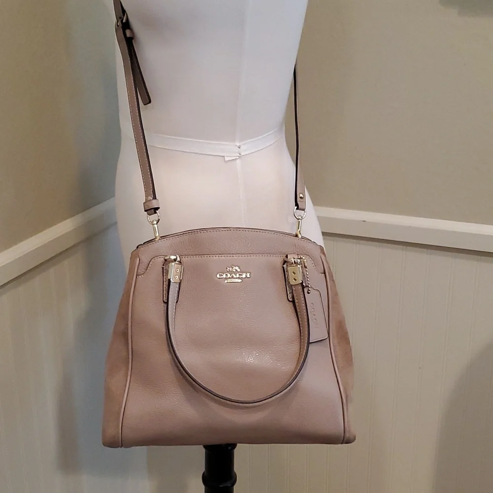 Coach taupe Minetta crossbody leather with suede